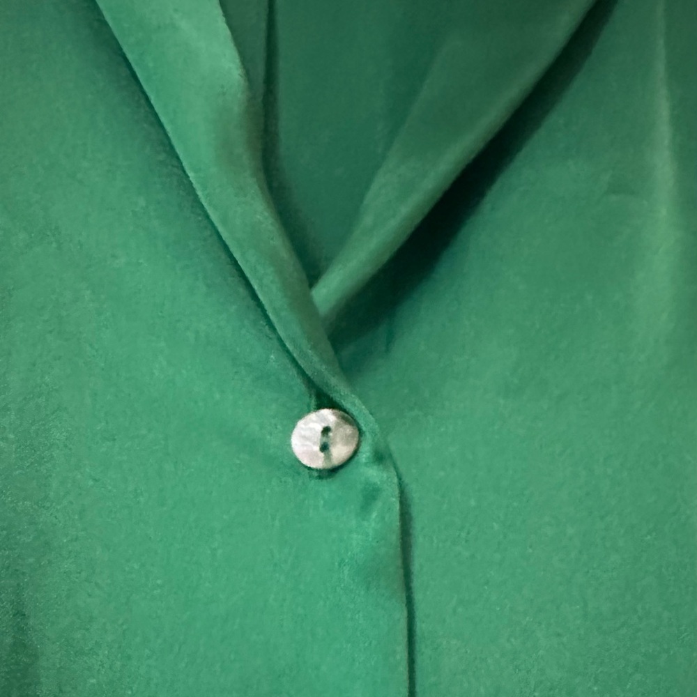 Zara Emerald Green Satin Button-Up Blouse - Picture 5 of 8